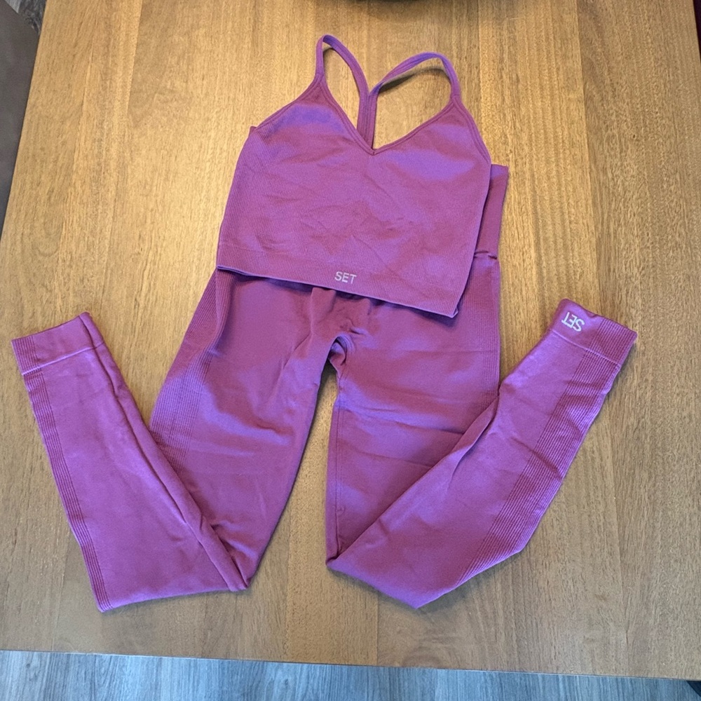 SET Active Purple Magenta Seamless Sports Bra & Leggings Set